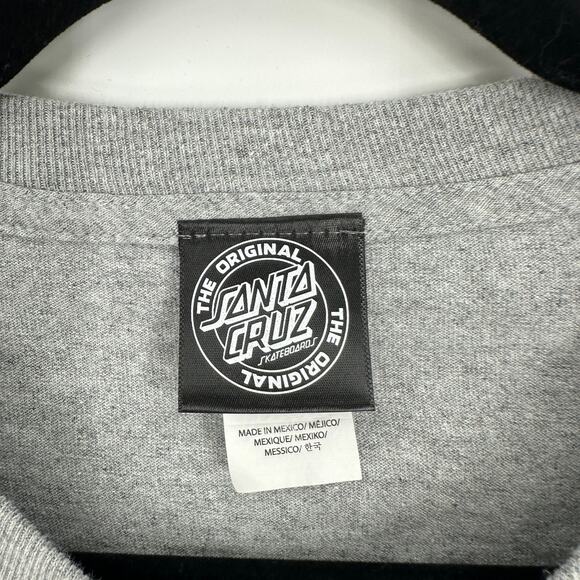 Santa Cruz Skateboards Classic Long Sleeve Grey Graphic Print Mens Tee 2XL - Picture 5 of 7